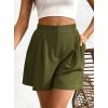 imageBTFBM Womens Shorts Casual 2026 Spring Summer Elastic High Waisted Pleated Cotton Shorts Beach Vacation Outfits PocketsArmy Green