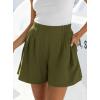 imageBTFBM Womens Shorts Casual 2026 Spring Summer Elastic High Waisted Pleated Cotton Shorts Beach Vacation Outfits PocketsArmy Green