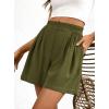imageBTFBM Womens Shorts Casual 2026 Spring Summer Elastic High Waisted Pleated Cotton Shorts Beach Vacation Outfits PocketsArmy Green