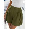 imageBTFBM Womens Shorts Casual 2026 Spring Summer Elastic High Waisted Pleated Cotton Shorts Beach Vacation Outfits PocketsArmy Green
