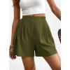 imageBTFBM Womens Shorts Casual 2026 Spring Summer Elastic High Waisted Pleated Cotton Shorts Beach Vacation Outfits PocketsArmy Green