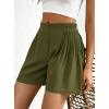 imageBTFBM Womens Shorts Casual 2026 Spring Summer Elastic High Waisted Pleated Cotton Shorts Beach Vacation Outfits PocketsArmy Green
