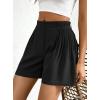imageBTFBM Womens Shorts Casual 2026 Spring Summer Elastic High Waisted Pleated Cotton Shorts Beach Vacation Outfits PocketsBlack