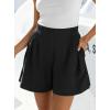 imageBTFBM Womens Shorts Casual 2026 Spring Summer Elastic High Waisted Pleated Cotton Shorts Beach Vacation Outfits PocketsBlack