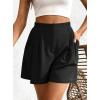imageBTFBM Womens Shorts Casual 2026 Spring Summer Elastic High Waisted Pleated Cotton Shorts Beach Vacation Outfits PocketsBlack