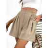 imageBTFBM Womens Shorts Casual 2026 Spring Summer Elastic High Waisted Pleated Cotton Shorts Beach Vacation Outfits PocketsKhaki