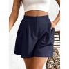 imageBTFBM Womens Shorts Casual 2026 Spring Summer Elastic High Waisted Pleated Cotton Shorts Beach Vacation Outfits PocketsNavy Blue