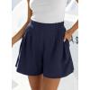 imageBTFBM Womens Shorts Casual 2026 Spring Summer Elastic High Waisted Pleated Cotton Shorts Beach Vacation Outfits PocketsNavy Blue