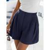 imageBTFBM Womens Shorts Casual 2026 Spring Summer Elastic High Waisted Pleated Cotton Shorts Beach Vacation Outfits PocketsNavy Blue