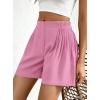 imageBTFBM Womens Shorts Casual 2026 Spring Summer Elastic High Waisted Pleated Cotton Shorts Beach Vacation Outfits PocketsPink