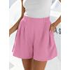 imageBTFBM Womens Shorts Casual 2026 Spring Summer Elastic High Waisted Pleated Cotton Shorts Beach Vacation Outfits PocketsPink