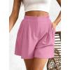 imageBTFBM Womens Shorts Casual 2026 Spring Summer Elastic High Waisted Pleated Cotton Shorts Beach Vacation Outfits PocketsPink