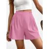 imageBTFBM Womens Shorts Casual 2026 Spring Summer Elastic High Waisted Pleated Cotton Shorts Beach Vacation Outfits PocketsPink