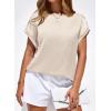 imageBTFBM Womens Summer Tops 2026 Satin Crewneck Short Sleeve Shirts Work Business Outfits Spring Blouses Dressy CasualBeige
