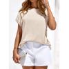 imageBTFBM Womens Summer Tops 2026 Satin Crewneck Short Sleeve Shirts Work Business Outfits Spring Blouses Dressy CasualBeige