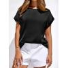 imageBTFBM Womens Summer Tops 2026 Satin Crewneck Short Sleeve Shirts Work Business Outfits Spring Blouses Dressy CasualBlack