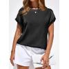 imageBTFBM Womens Summer Tops 2026 Satin Crewneck Short Sleeve Shirts Work Business Outfits Spring Blouses Dressy CasualBlack