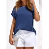imageBTFBM Womens Summer Tops 2026 Satin Crewneck Short Sleeve Shirts Work Business Outfits Spring Blouses Dressy CasualDark Grey Blue