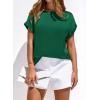 imageBTFBM Womens Summer Tops 2026 Satin Crewneck Short Sleeve Shirts Work Business Outfits Spring Blouses Dressy CasualGreen