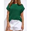 imageBTFBM Womens Summer Tops 2026 Satin Crewneck Short Sleeve Shirts Work Business Outfits Spring Blouses Dressy CasualGreen