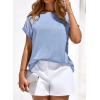 imageBTFBM Womens Summer Tops 2026 Satin Crewneck Short Sleeve Shirts Work Business Outfits Spring Blouses Dressy CasualLight Blue
