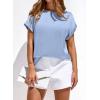 imageBTFBM Womens Summer Tops 2026 Satin Crewneck Short Sleeve Shirts Work Business Outfits Spring Blouses Dressy CasualLight Blue