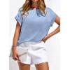 imageBTFBM Womens Summer Tops 2026 Satin Crewneck Short Sleeve Shirts Work Business Outfits Spring Blouses Dressy CasualLight Blue