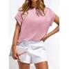 imageBTFBM Womens Summer Tops 2026 Satin Crewneck Short Sleeve Shirts Work Business Outfits Spring Blouses Dressy CasualPink