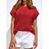 imageBTFBM Womens Summer Tops 2026 Satin Crewneck Short Sleeve Shirts Work Business Outfits Spring Blouses Dressy CasualRed