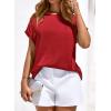 imageBTFBM Womens Summer Tops 2026 Satin Crewneck Short Sleeve Shirts Work Business Outfits Spring Blouses Dressy CasualRed