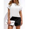 imageBTFBM Womens Summer Tops 2026 Satin Crewneck Short Sleeve Shirts Work Business Outfits Spring Blouses Dressy CasualWhite