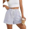 imageBTFBM Casual Striped Shorts for Women 2026 Spring Summer Elastic Waist Y2K Lounge Pajama Vacation Beach PJ Bottoms ClothesBlue