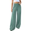 imageBTFBM Palazzo Pants for Women 2026 Spring Summer Casual Lounge Pants High Waist Flowy Trousers Baggy Wide Leg PantsBean Green