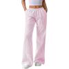 imageBTFBM Striped Wide Leg Pants for Women Spring Summer 2026 Drawstring Lounge PJ Beach Bottoms Casual Trousers PocketsLight Pink