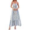 imageBTFBM Summer Dresses for Women 2026 Sleeveless Spaghetti Strap High Waist Boho Beach Vacation Clothes Spring Maxi DressPrint Blue Apricot