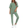 imageBTFBM Two Piece Lounge Set Women 2026 Spring Casual Oversized Shirts Leggings Matching Workout Airport Travel OutfitsSage Green