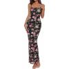 imageBTFBM Womens Maxi Dress 2026 Spring Floral Sexy Spaghetti Straps Sleeveless Bodycon Summer Beach Wedding Guest DressesFloral Black Pink