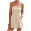 imageBTFBM Womens Romper 2026 Spring Summer Strapless Tube Tops Beach Vacation Clothes Boho Loose Shorts Jumpsuits PocketsApricot