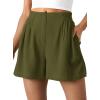 imageBTFBM Womens Shorts Casual 2026 Spring Summer Elastic High Waisted Pleated Cotton Shorts Beach Vacation Outfits PocketsArmy Green