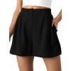 imageBTFBM Womens Shorts Casual 2026 Spring Summer Elastic High Waisted Pleated Cotton Shorts Beach Vacation Outfits PocketsBlack