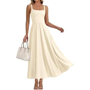 imageBTFBM Women Summer Square Neck Maxi Dress Spring 2026 Elegant Classy Sleeveless Formal Wedding Guest Cocktail DressesApricot