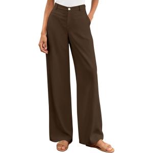 imageBTFBM Women Wide Leg Pants High Waisted Spring 2026 Business Casual Outfits Slacks Trousers Dressy Palazzo Pants PocketsCoffee