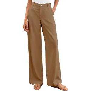 imageBTFBM Women Wide Leg Pants High Waisted Spring 2026 Business Casual Outfits Slacks Trousers Dressy Palazzo Pants PocketsKhaki