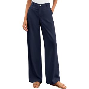 imageBTFBM Women Wide Leg Pants High Waisted Spring 2026 Business Casual Outfits Slacks Trousers Dressy Palazzo Pants PocketsNavy Blue
