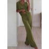 imageBTFBM 2 Piece Sets for Women Summer V Neck Short Sleeve Lounge Set Wide Leg Pants Matching Set Airport Travel OutfitsArmy Green