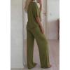 imageBTFBM 2 Piece Sets for Women Summer V Neck Short Sleeve Lounge Set Wide Leg Pants Matching Set Airport Travel OutfitsArmy Green