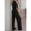 imageBTFBM 2 Piece Sets for Women Summer V Neck Short Sleeve Lounge Set Wide Leg Pants Matching Set Airport Travel OutfitsBlack