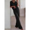 imageBTFBM 2 Piece Sets for Women Summer V Neck Short Sleeve Lounge Set Wide Leg Pants Matching Set Airport Travel OutfitsBlack