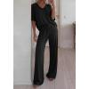 imageBTFBM 2 Piece Sets for Women Summer V Neck Short Sleeve Lounge Set Wide Leg Pants Matching Set Airport Travel OutfitsBlack