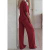imageBTFBM 2 Piece Sets for Women Summer V Neck Short Sleeve Lounge Set Wide Leg Pants Matching Set Airport Travel OutfitsBurgundy